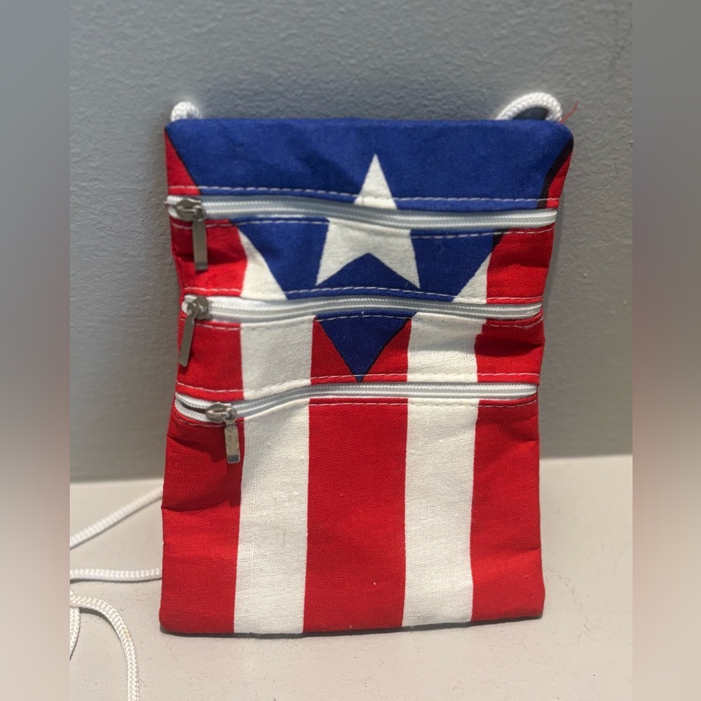 3 Zipper Red,White,Blue Star neck festival travel concert Bag purse pouch 5 x 6